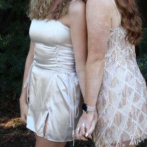 Champagne Lucy in The Sky short dress